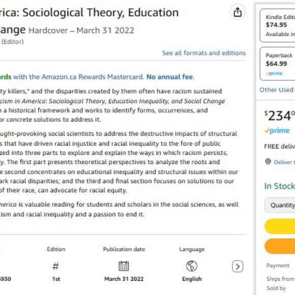 Systemic Racism in America Sociological Theory Education Inequality HARDCOVER - Picture 2 of 2